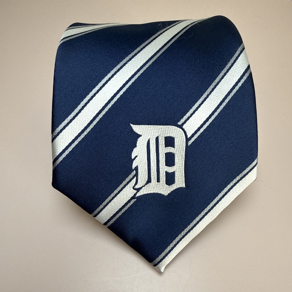 Detroit Tigers Neck Tie Officially Licensed MLB Baseball Fan Blue/White/Silver